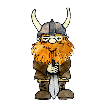 Funny hand drawn viking character