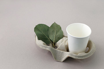 Obraz na płótnie Canvas Disposable cardboard cup. Eco-friendly tableware.