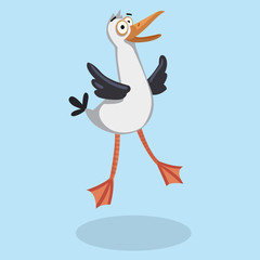 Сute seagull happy, character illustration