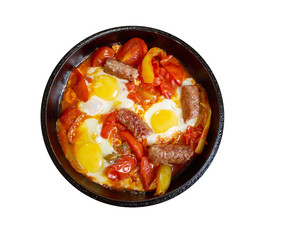 Middle Eastern eggs with merguez