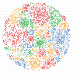 Flowers vector pattern. Background for wedding design, coloring page, book.