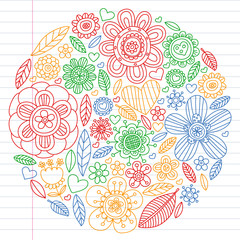 Flowers vector pattern. Background for wedding design, coloring page, book.