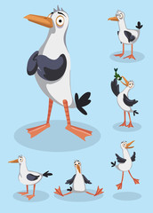 Сute seagull set character illustration