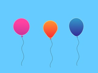 The illustration of isolated colored balloons on a light blue background. EPS 10