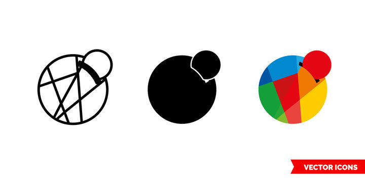 Reddcoin cryptocurrency icon of 3 types color, black and white, outline. Isolated vector sign symbol.