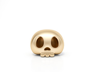 Golden Halloween human skull on white background 3d rendering. 3d illustration skull for celebration luxury Halloween event template minimal style concept.