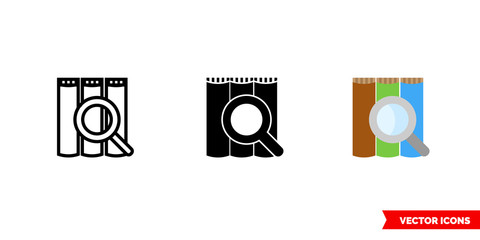 Research icon of 3 types color, black and white, outline. Isolated vector sign symbol.