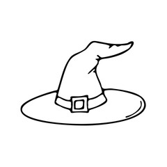 Halloween witch hat. Isolated vector drawing on white background