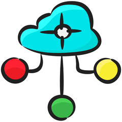 
Cloud network icon in trendy doodle style 
