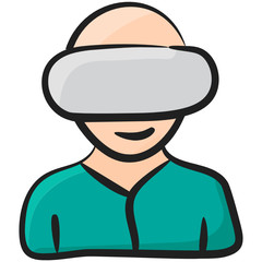 
Ai technology introducing a vr glasses with virtual assistant icon in flat style, 

