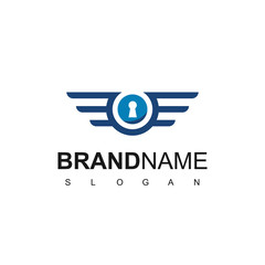 Fototapeta premium Secure Logo Design With Keyhole And Wings Symbol