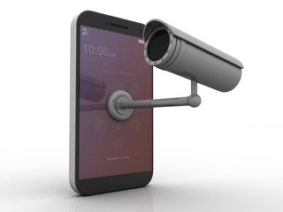 3d rendering mobile phone security cctv camera