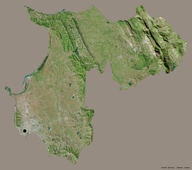 Durr&euml;s, county of Albania, on solid. Satellite