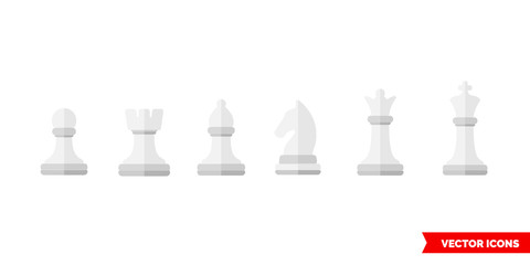 Set of a chess symbols icon of 3 types color, black and white, outline. Isolated vector sign symbol.
