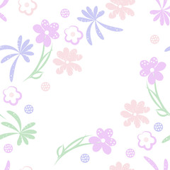 Beautiful floral pattern pastel colors. Many Small decorative flowers and curls on white background vector illustration for design cambric fabric, background of women's site, wallpaper, wrapping paper