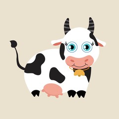Print Hand drawn vector illustration of a cute cow. Vector Illustration.