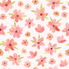 Watercolor flower seamless pattern. Hand drawn floral repeat pattern, abstract botanical design