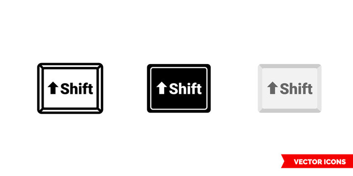 Shift button icon of 3 types color, black and white, outline. Isolated vector sign symbol.
