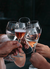 Sparkling rose Glass of wine for summer tasting.
