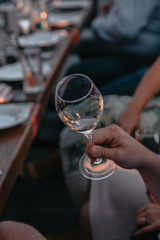 Sparkling rose Glass of wine for summer tasting.
