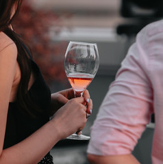 Sparkling rose Glass of wine for summer tasting.
