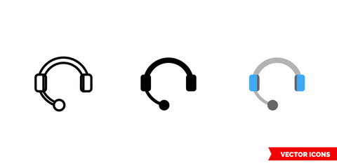 Support call center icon of 3 types color, black and white, outline. Isolated vector sign symbol.