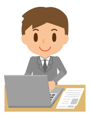 ビジネスマン　デスクワーク　パソコン　仕事