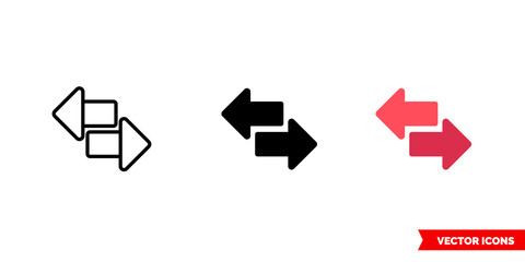 Switch power icon of 3 types color, black and white, outline. Isolated vector sign symbol.