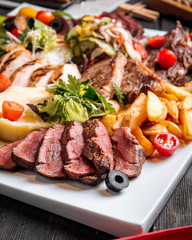 Assorted grilled meat platter with beef chicken 