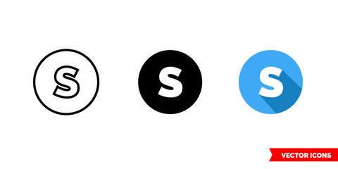icon of 3 types color, black and white, outline. Isolated vector sign symbol.