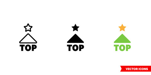 Symbol top icon of 3 types color, black and white, outline. Isolated vector sign symbol.
