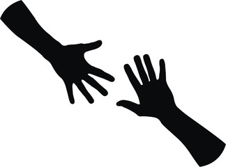 silhouette of hands isolated on white