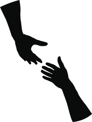 silhouette of hands on white background
