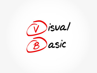 VB - Visual Basic acronym, technology concept background