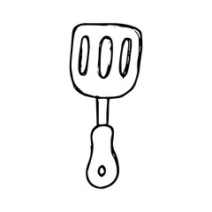 Kitchen spatula hand drawn icon vector