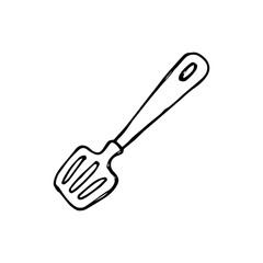 Kitchen spatula hand drawn icon vector