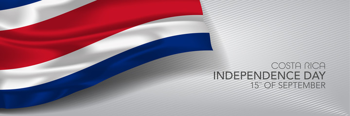 Costa Rica independence day vector banner, greeting card