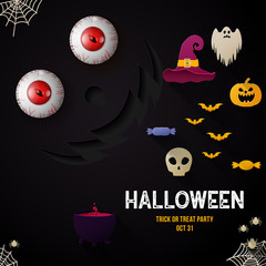 Happy Halloween banner. Halloween night design vector. Happy Halloween greeting card.