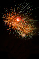 Amazing fireworks show in the dark sky