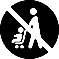 ベビーカー使用禁止のピクトグラム （シルエットver.）