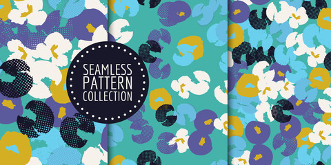 Hand-drawn leopard spots seamless pattern set in vector © irinabogomolova