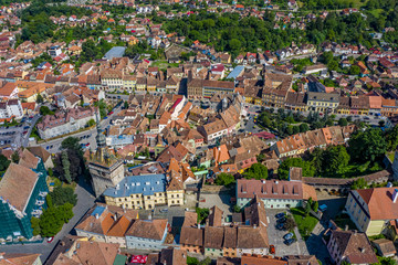 Schäßburg in Rumänien aus der Luft