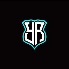 Initial Y R letter with shield style logo template vector