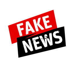 FAKE NEWS text and graphic element. Outline illustration.