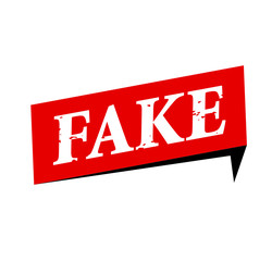 FAKE NEWS text and graphic element. Outline illustration.