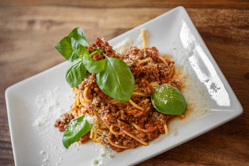 italian pasta with bolognese meat sauce