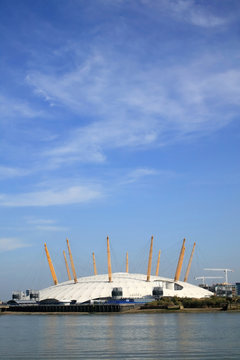 London, UK, April 19, 2009 : The Millennium Dome on the River Thames in Greenwich now known as the O2 Concert Hall and is a popular travel destination tourist attraction landmark of the city centre