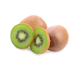 Obraz premium Single half of ripe juicy kiwi fruit isolated on white background