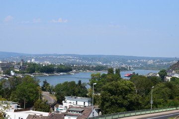 Koblenz: Blick von Pfaffendorf Richtung Altstadt und Deutsches Eck