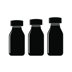 three black bottle vector shape images, water, drink, poison